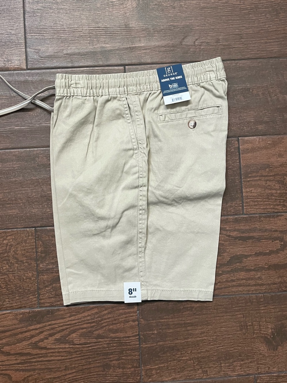 George Men's Khaki Flat Front Drawstring Shorts